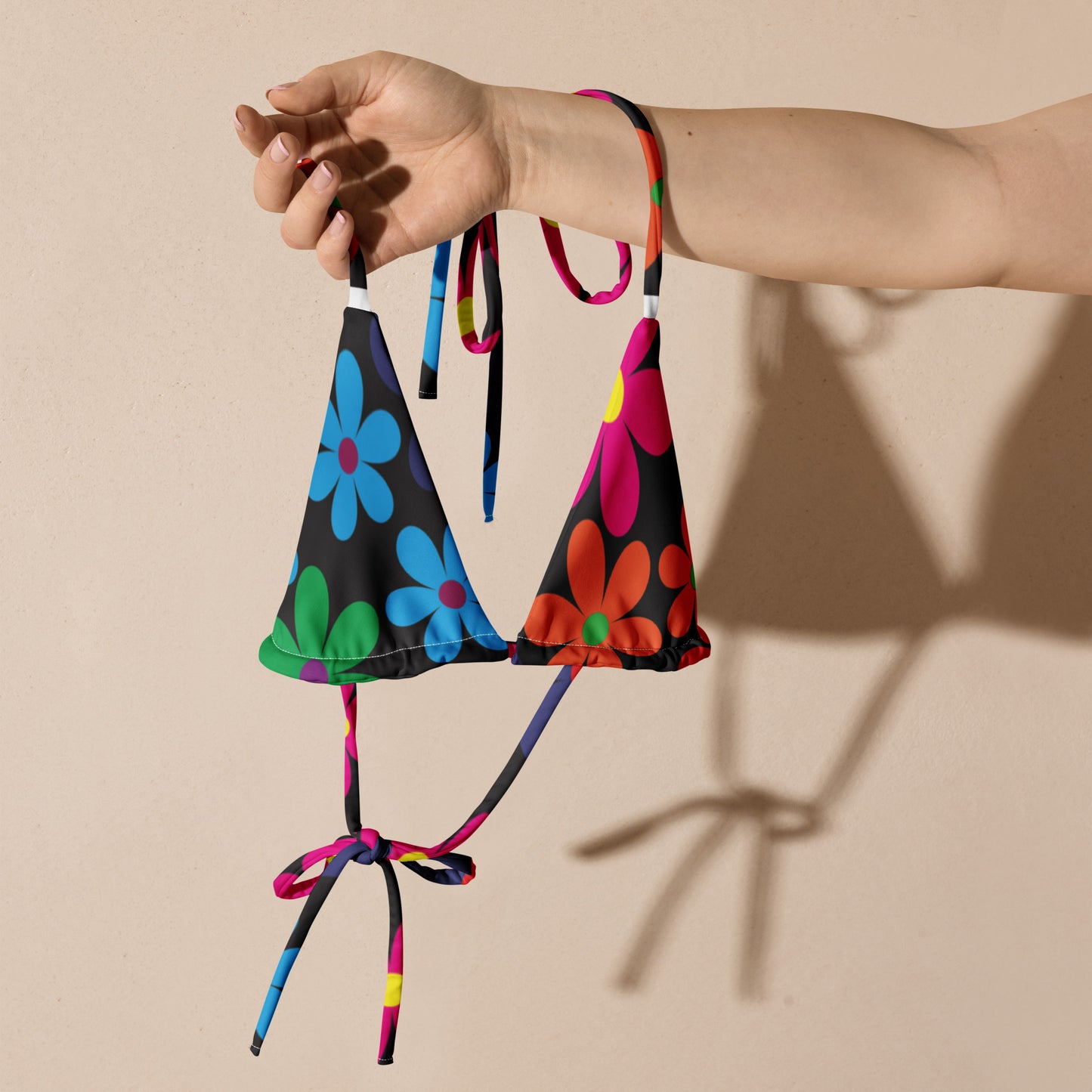 FLOWERS LARGE PRINT BIKINI TOP